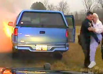 Officer Saves Woman and Her Elderly Mother From Burning Car