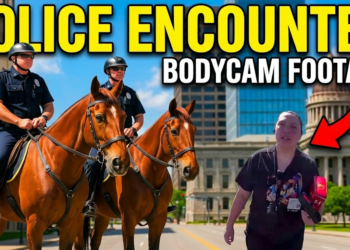 Mounted Police Officer on Horse Chases Down Shoplifter