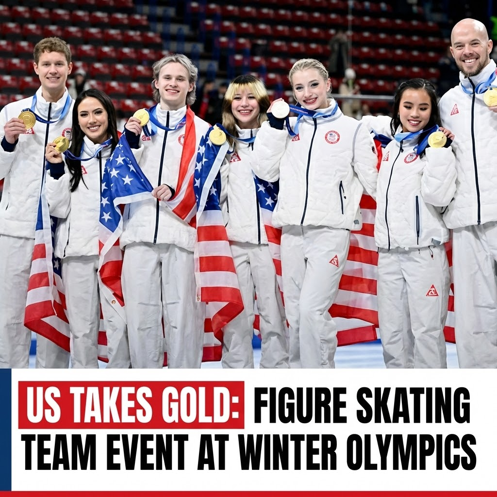 US takes gold in figure skating team event at Winter Olympics