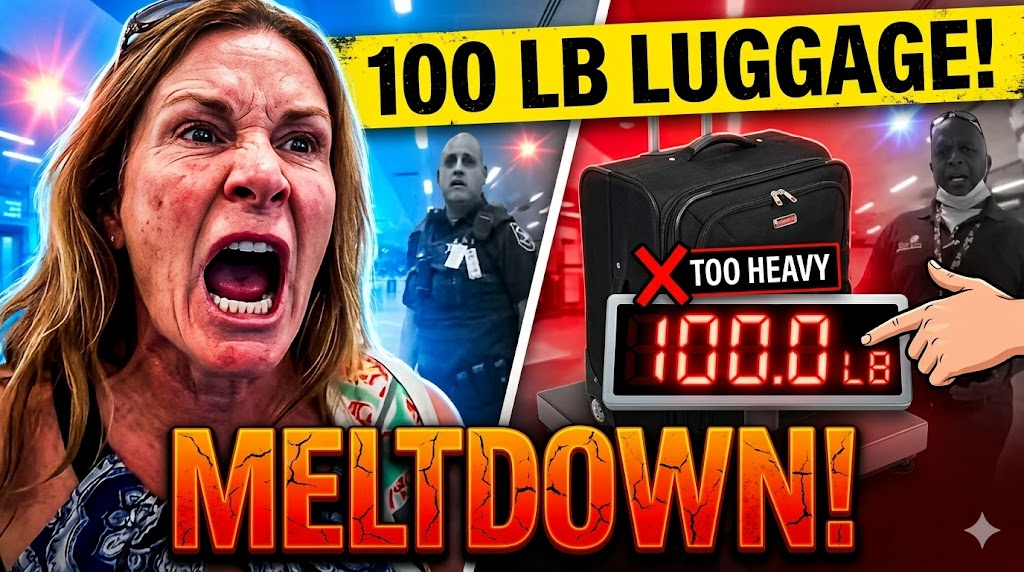 Angry Woman Has An Extreme Melt Down At Airport After Trying To Check In 100 Pound Luggage