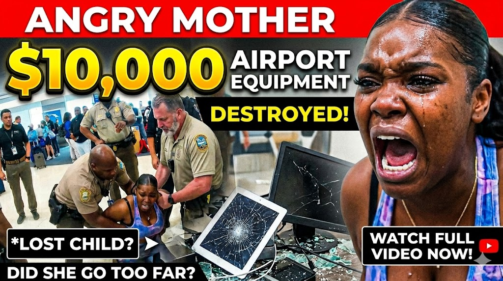 Angry Mother Destroys $10,000 In Airport Equipment After Losing Her Children In Busy Airport