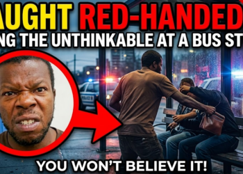 Angry Man Caught Red-Handed Doing the Unthinkable at a Bus Stop